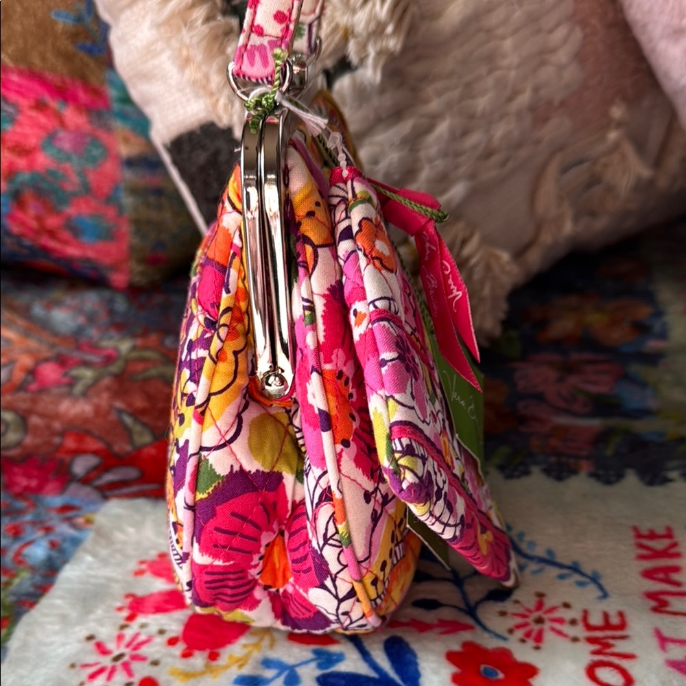 Vera Bradley Floral Mini Frame Crossbody Clementine and matching Pouch - Picture 6 of 13